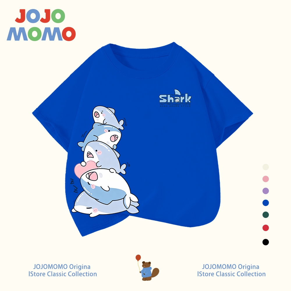 【ส่งในวันเดียวกัน】เสื้อยืดเด็ก ลายปลาฉลามตัวน้อยน่ารัก ระบายอากาศดี ใส่สบาย เหมาะสำหรับเด็กอายุ 1-12 ปี