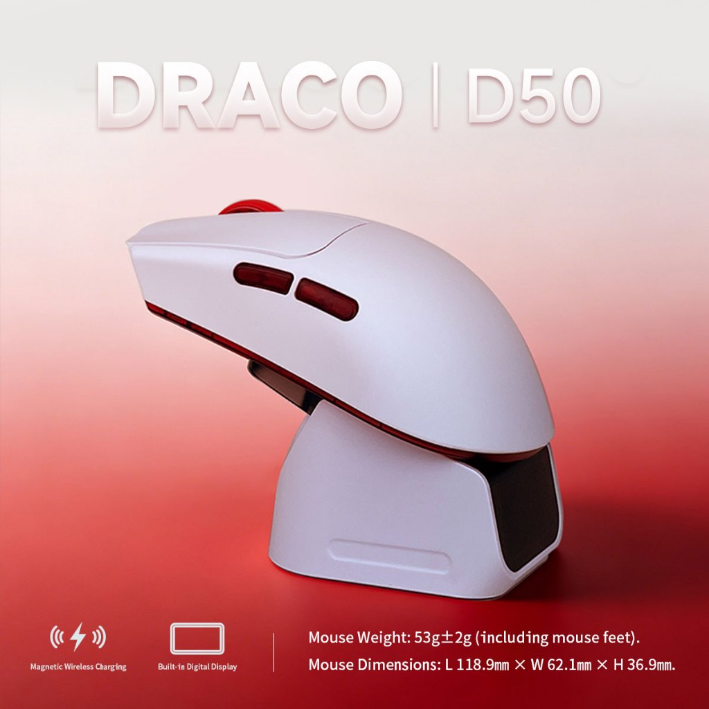 IMECOO เมาส์สําหรับเล่นเกมสามโหมดน้ําหนักเบา Dual 8000Hz Polleling Rate แท่นชาร์จแม่เหล็ก
