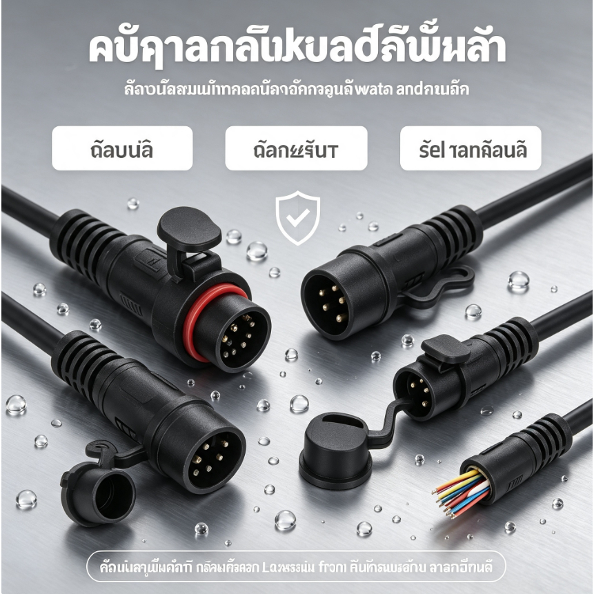 [สินค้าขายดี] ขั้วต่อสายไฟกันน้ำ ตัวผู้และตัวเมีย (2Pin ถึง 8Pin) ปลั๊กเสียบอุตสาหกรรม ทนทาน พร้อมฝาครอบกันฝุ่น