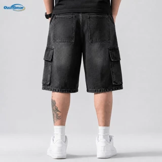 【4XL-8XL】 กางเกงยีนส์ผู้ชาย พลัสไซส์ ขากว้าง ทรงหลวม คาร์โก้ สตรีทแวร์ ระบายอากาศได้ดี เนื้อนุ่ม