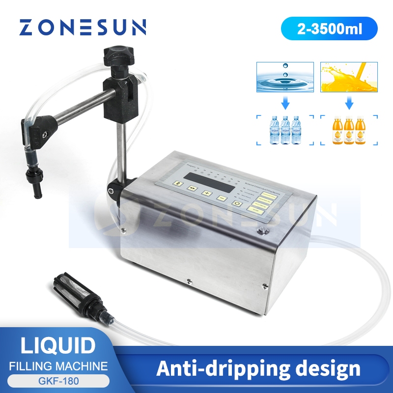 ZONESUN GFK-180 เครื่องเติมของเหลวแบบดิจิตอลปั๊มไดอะแฟรมขวดฟิลเลอร์สําหรับเครื่องดื่มน้ําน้ํามันนม