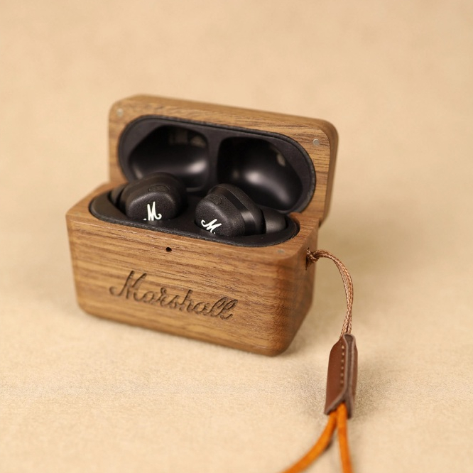 เหมาะสําหรับ Marshall Motif II ANC | ทําด้วยมือวอลนัทไม้เนื้อแข็งหูฟังป้องกันกรณีตัวเลือกแรกเนื้อป้องกันรอยขีดข่วนของขวัญสามารถเล่นการบีบอัด