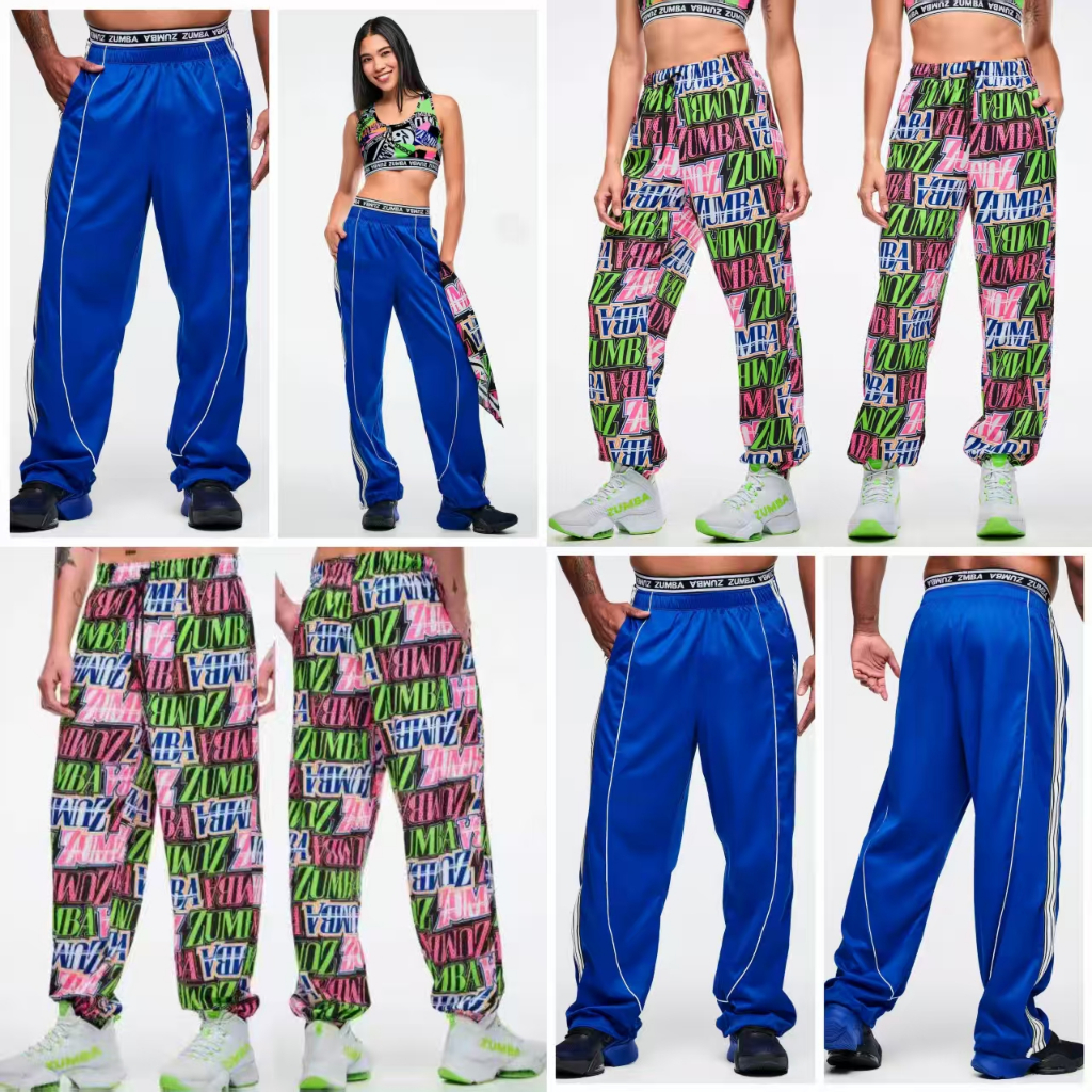 Zumba 2026 กางเกงกีฬาสไตล์ใหม่ผู้ชายผู้หญิงกางเกงแห้งเร็ว Zumba สีฟ้า