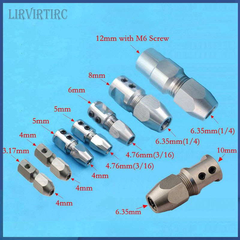 Collet สําหรับ 3.17 มม.(1/8) 4 มม.4.76 มม.(3/16) 6.35 มม.(1/4) เพลายืดหยุ่นสแตนเลสข้อต่อยืดหยุ่นสําหรับเบนซินเมทานอลเรือความเร็วไร้แปรง