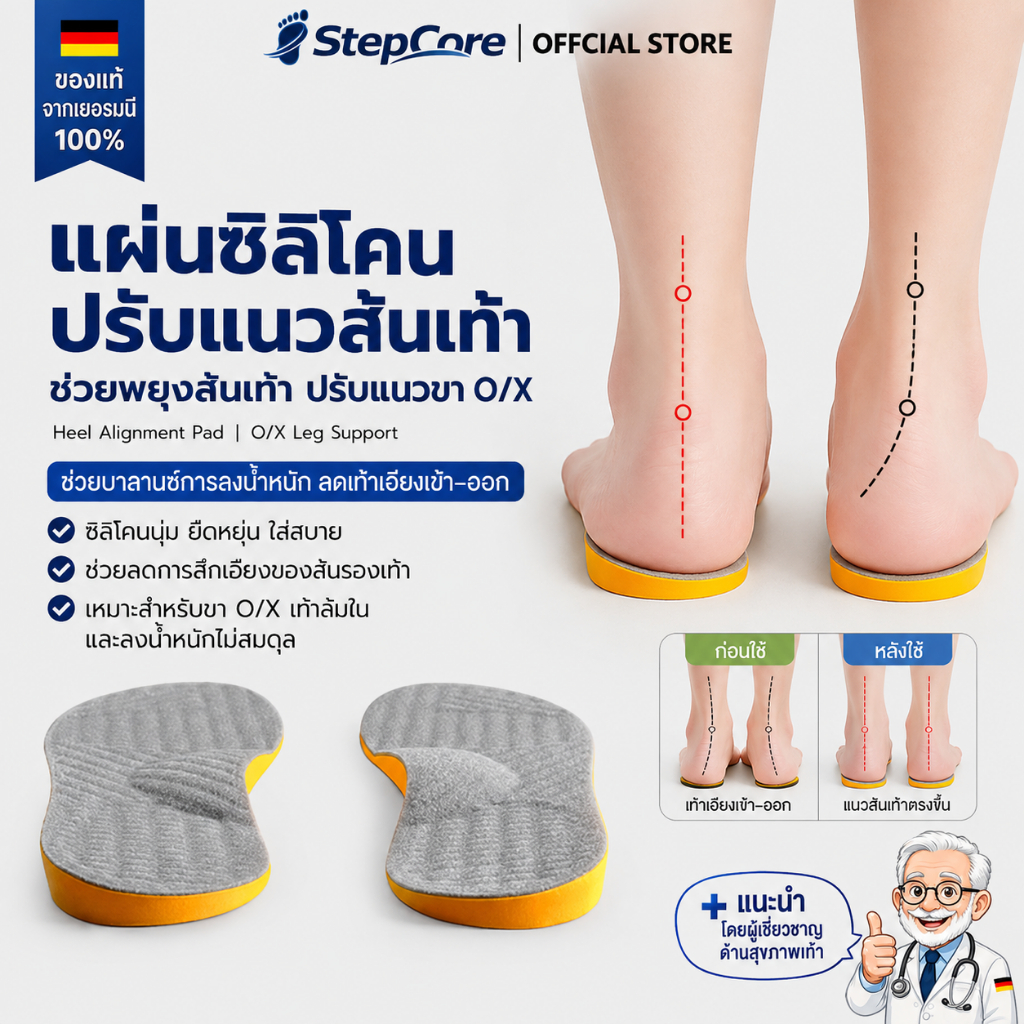 [2 in 1] พื้นรองเท้าแก้ปัญหาขา O, X-Legs, ปัญหาเท้าแบน นุ่มสบาย