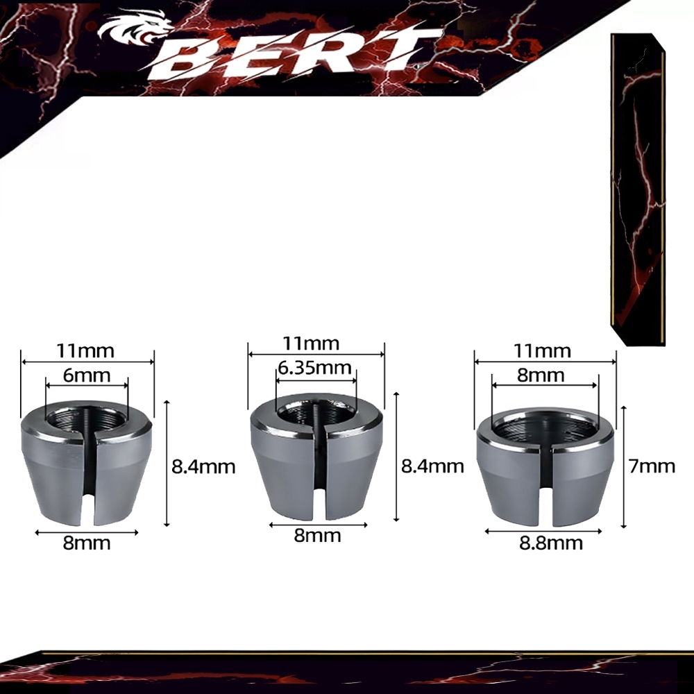 BERT ｜หัวจับคอลเล็ตเราเตอร์ 6 6.35 8 มม สําหรับเครื่องแกะสลัก หัวจับดอกกัดแต่งปลายด้าม อะแดปเตอร์หัวจับดอกกัด