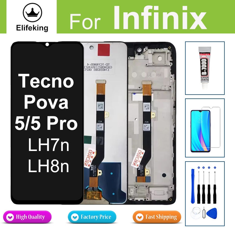 LCD สําหรับ Infinix Tecno Pova 5 Pova 5 Pro LH7n LH8n จอแสดงผล Touch Screen Digitizer Assembly เปลี่