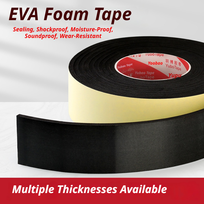 เทปโฟม EVA หนา 2มม. 3มม. 5มม. 10มม. สีดำ เทปกาวด้านเดียว แถบซีลโฟม กันกระแทก กันเสียง สำหรับช่องว่างประตู หน้าต่าง เฟอร์นิเจอร์