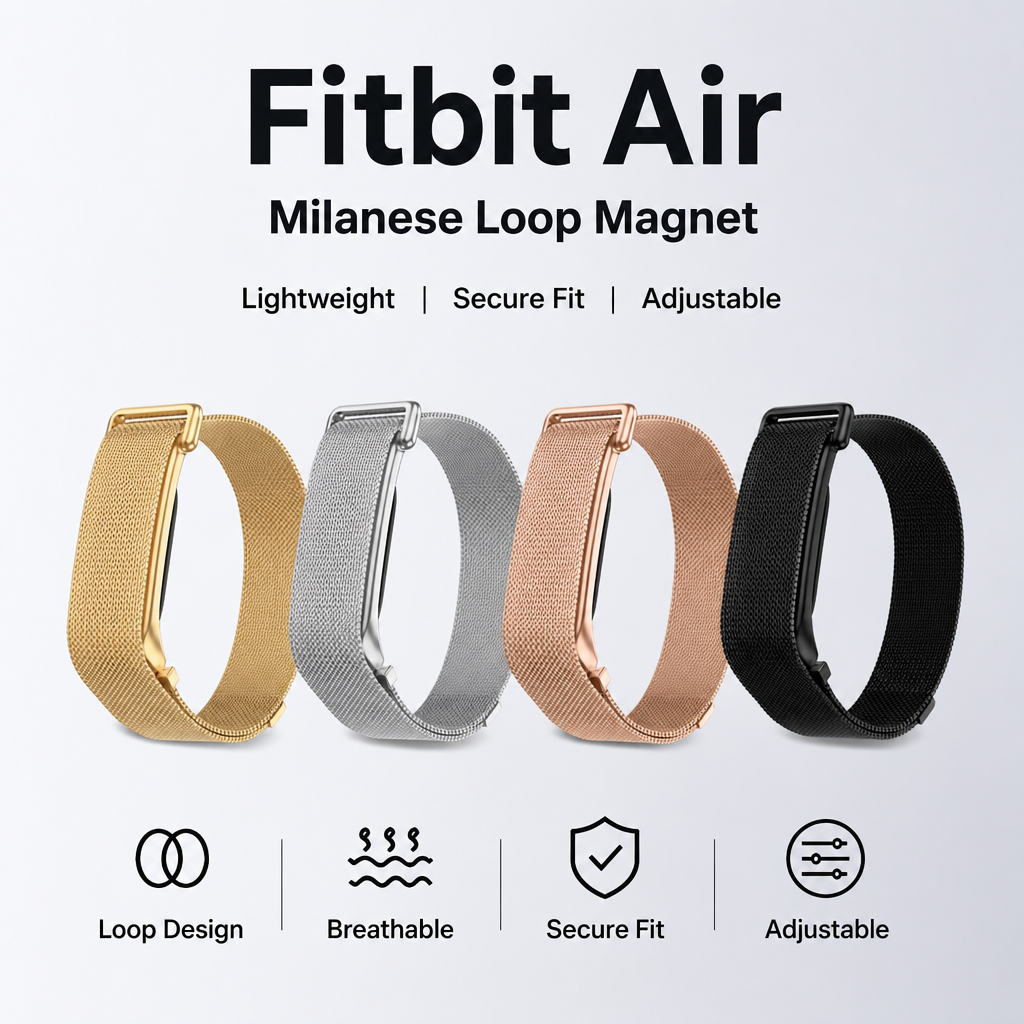 Milanese Loop Magnetic Band สําหรับ Google Fitbit Air สายรัดข้อมือปรับตาข่ายสแตนเลสสายโลหะ Breathable Anti-Swes สร้อยข้อมือสายรัดอุปกรณ์เสริม