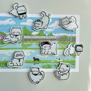 9ชิ้นแมวตู้เย็นแม่เหล็ก/แขวนคณะกรรมการอุปกรณ์ตกแต่ง/เครื่องประดับ3ง/กระดานข้อความ/สติกเกอร์เอกสารสํานักงาน/อาหารจําลอง/สติกเกอร์ตู้เย็นกินลี่/ตกแต่งบ้า