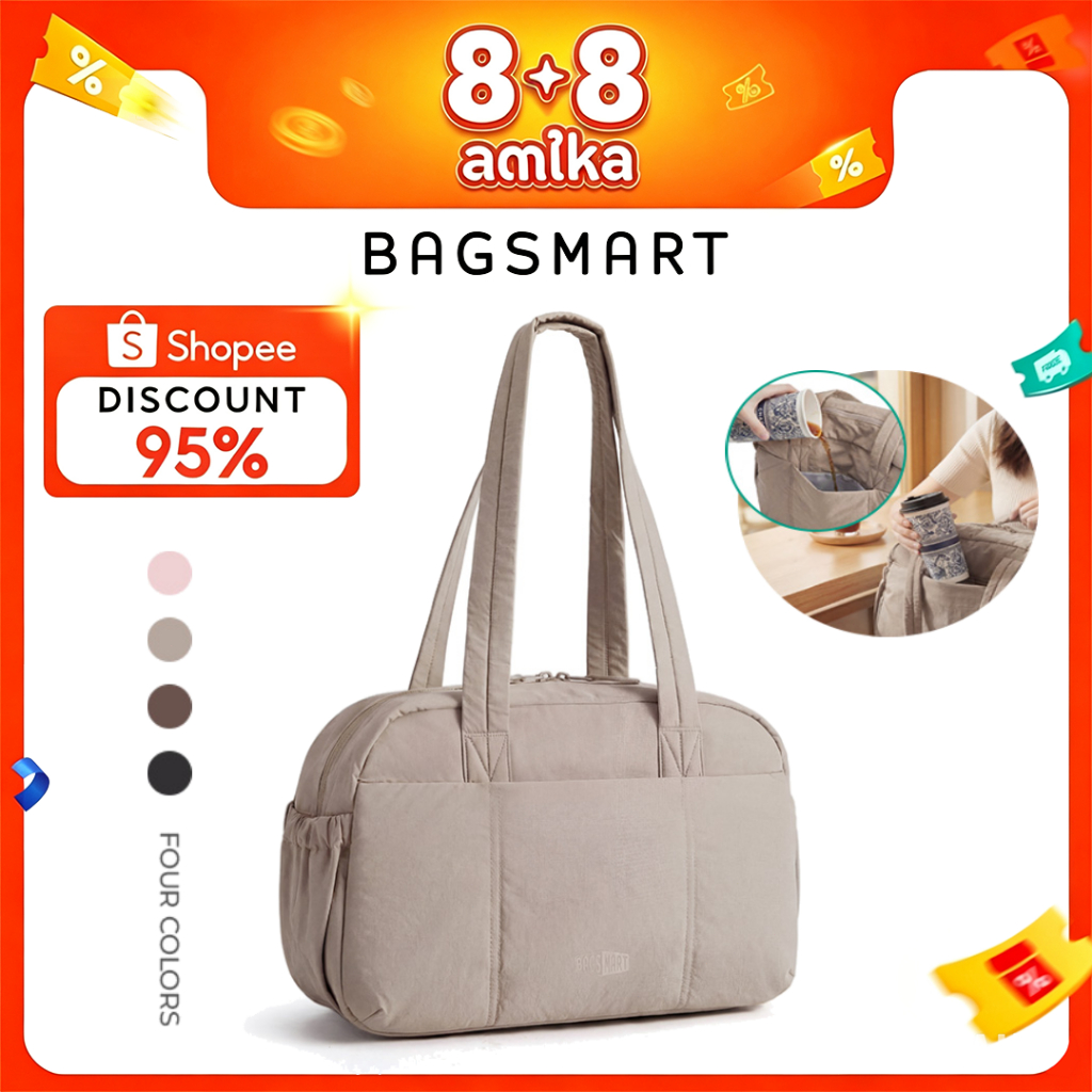 BAGSMART Puffer Tote กระเป๋าสะพายไหล่ โท้ทบุนวม ใส่โน้ตบุ๊ก 