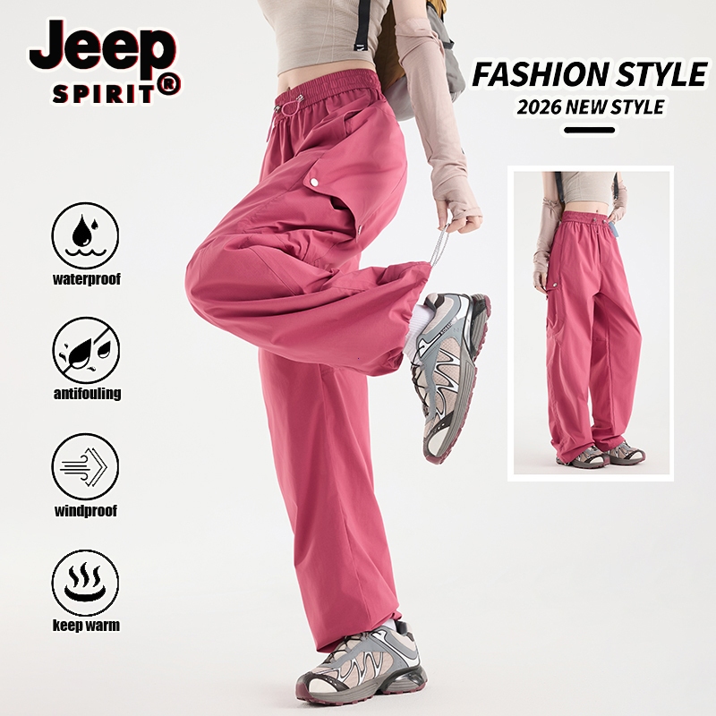 JEEP SPIRIT น้ําหนักเบา Breathable Windproof กันน้ํา Unisex กางเกงกลางแจ้งสําหรับเดินป่าทุกวัน Camping Travel