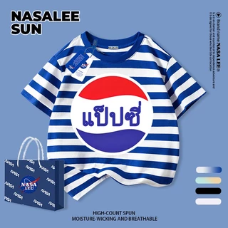 [คลังสินค้าพร้อม x มาถึงใน 3 วัน] นาซ่า เด็กเสื้อยืดแขนสั้นสีขาวโลโก้เป๊ปซี่ไทยการพิมพ์อินเทรนด์ 3-16 ปีชายหญิงทุกการแข่งขันผ้าฝ้ายด้า