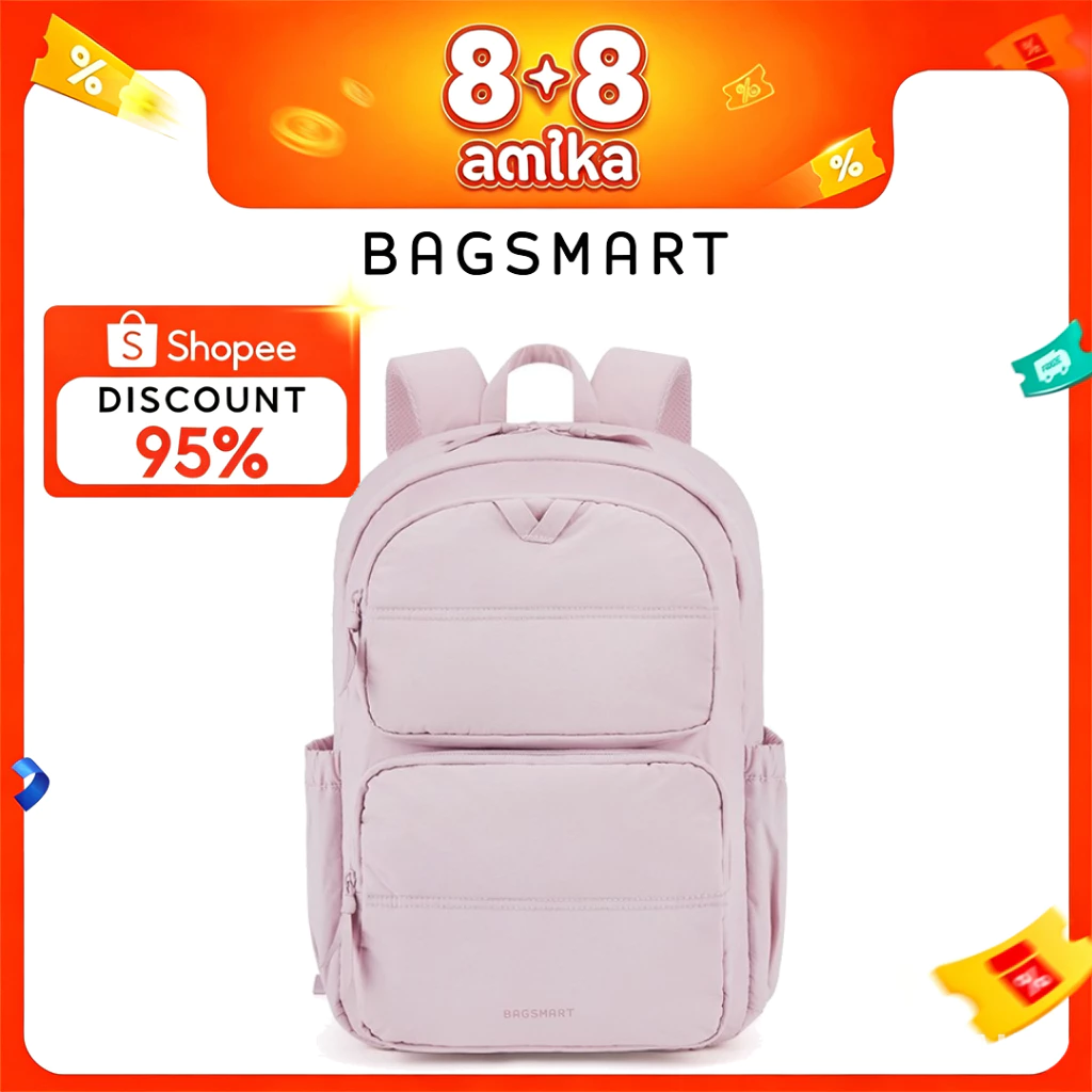 BAGSMART กระเป๋าเป้สะพายหลังผู้หญิงสไตล์วิทยาเขตความจุขนาดใหญ่ กันน้ํา 15.6-inch Backpack Laptop