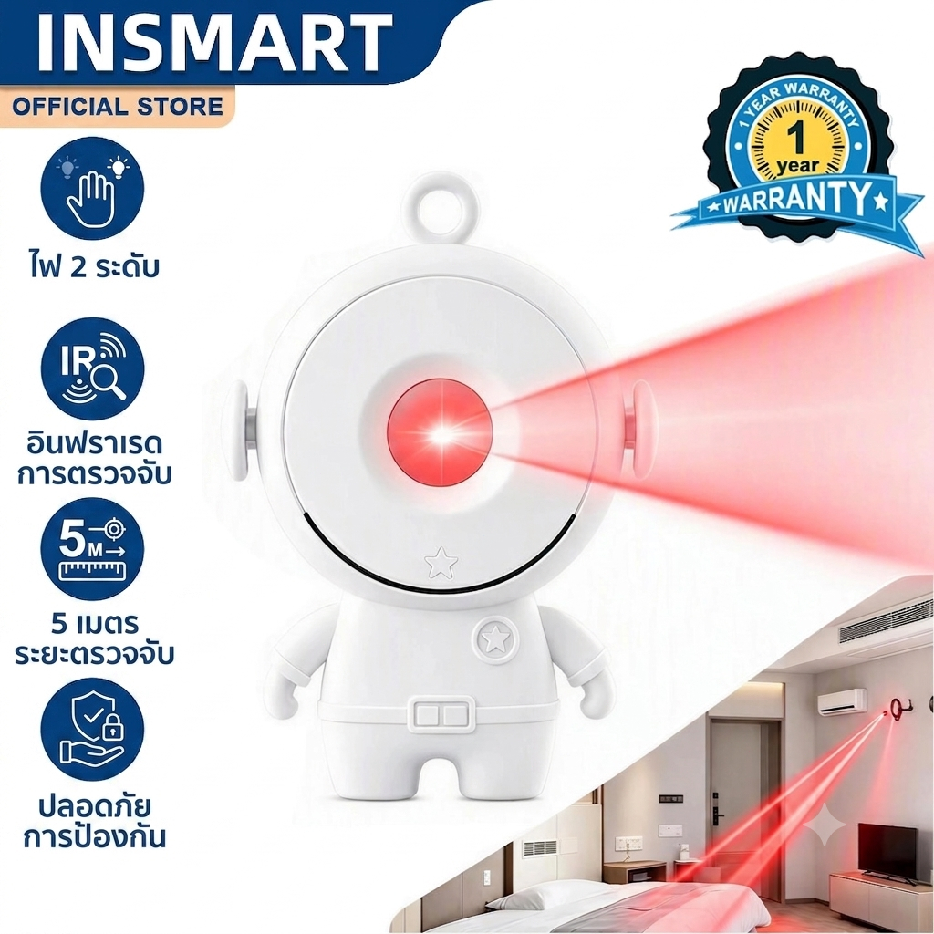 INSMART เครื่องตรวจจับกล้อง ป้องกันการแอบถ่าย เครื่องสแกนอินฟราเรด ตรวจจับระยะ5เมตร ป้องกันการแอบมอง