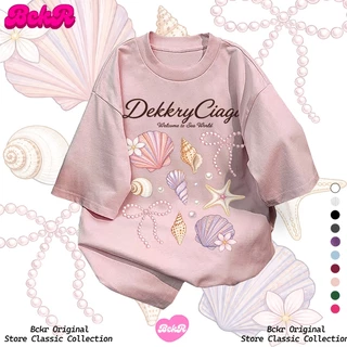 【จัดส่งตลอด 24 ชั่วโมง】🔥BCKR เสื้อชุดหน้าร้อนสไตล์รีสอร์ต🐚oversizeคอกลมผู้หญิงเสื้อยืดcottonYG4621
