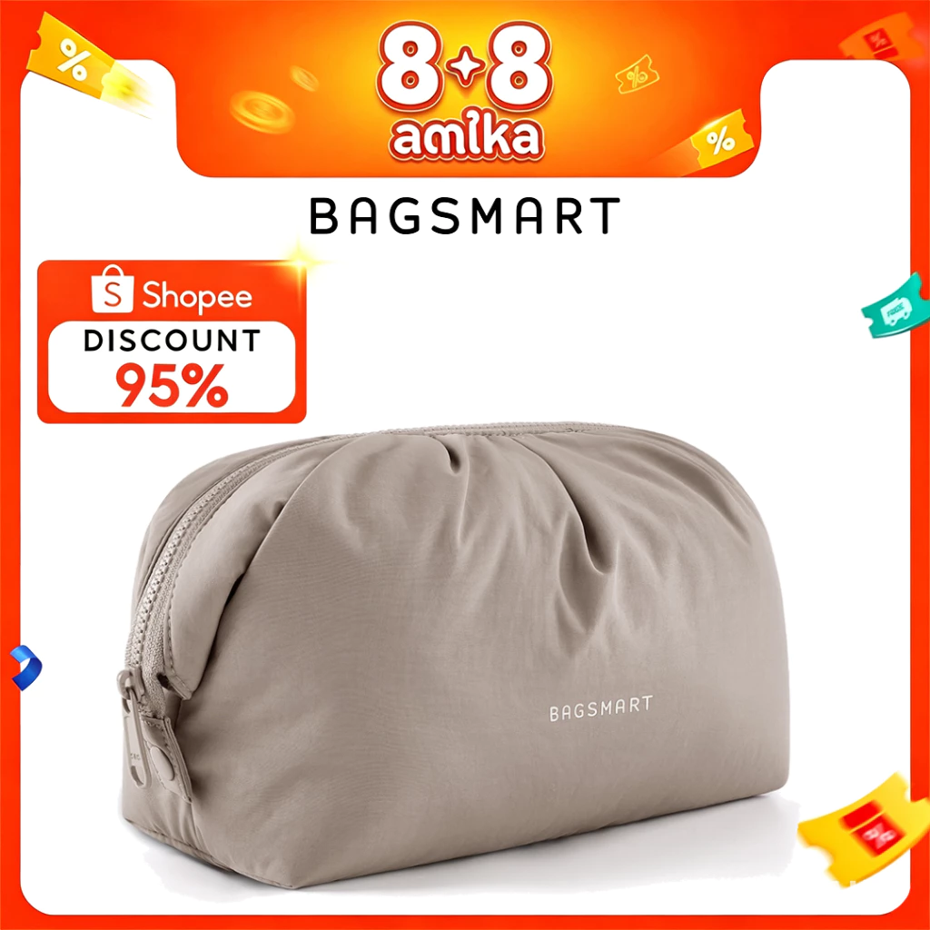 BAGSMART กระเป๋าแต่งหน้า กระเป๋าเดินทาง กระเป๋าแต่งหน้าน่ารัก เครื่องสําอางความจุขนาดใหญ่สําหรับผู้หญิง แต่งหน้าเปิดกว้าง Travel Essentials อุปกรณ์อุปกรณ์อาบน้ําแปรง