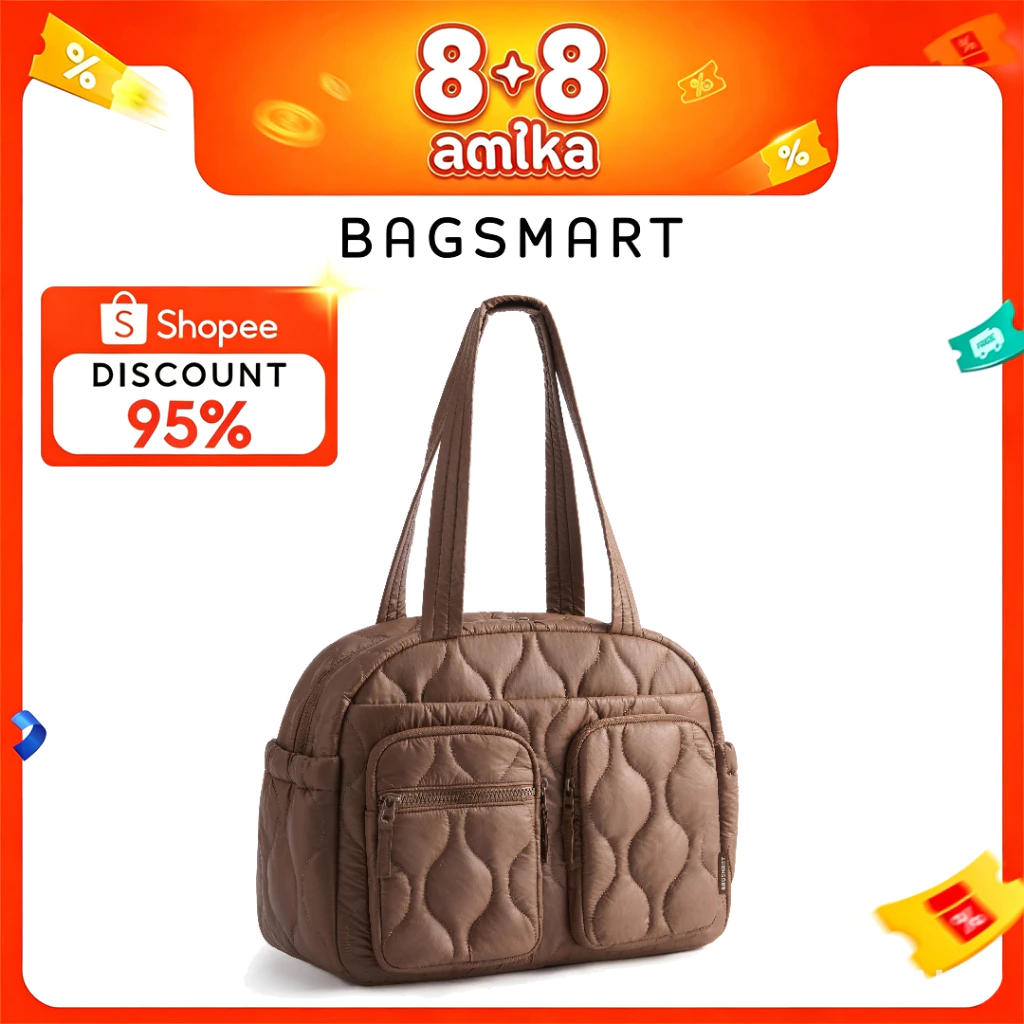 BAGSMART กระเป๋านุ่มนิ่ม Tote Bag กระเป๋าสะพายผู้หญิง กันน้ำ ใส่โน๊ตบุ๊ค 14 นิ้ว ความจุใหญ่ ไปเรียน ทำงาน