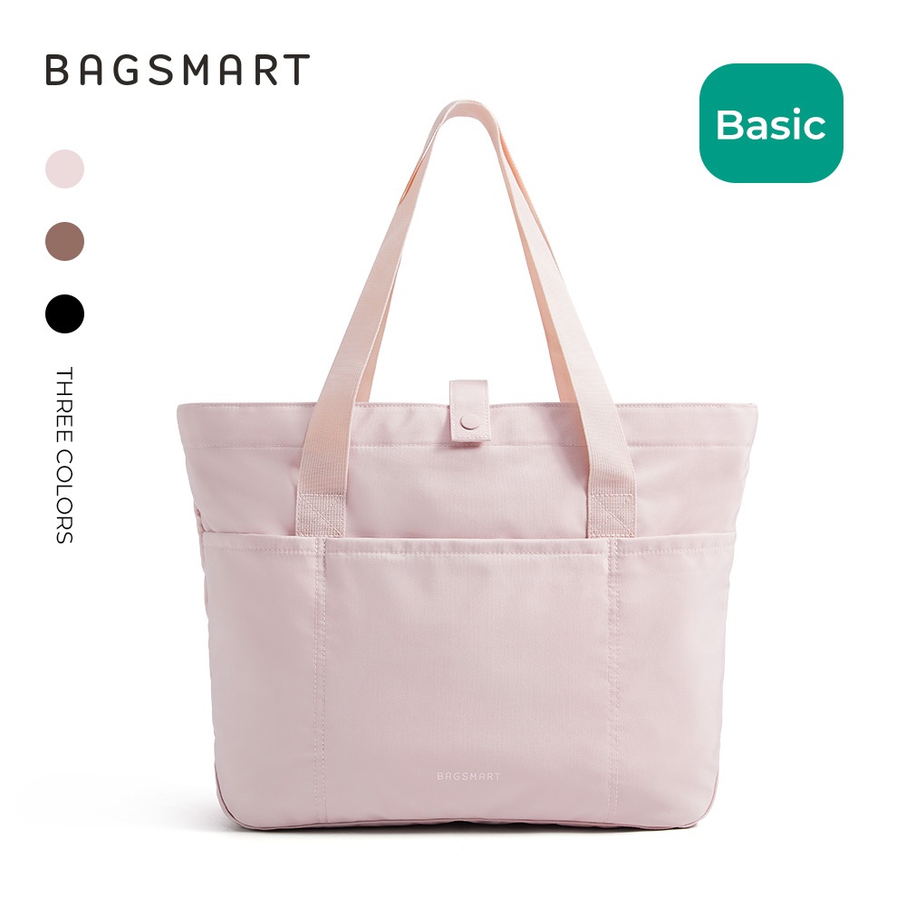 BAGSMART tote bag สไตล์แฟชั่นสำหรับผู้หญิง ขนาดใหญ่ มีซิป สะดวกในการพับและสะพาย
