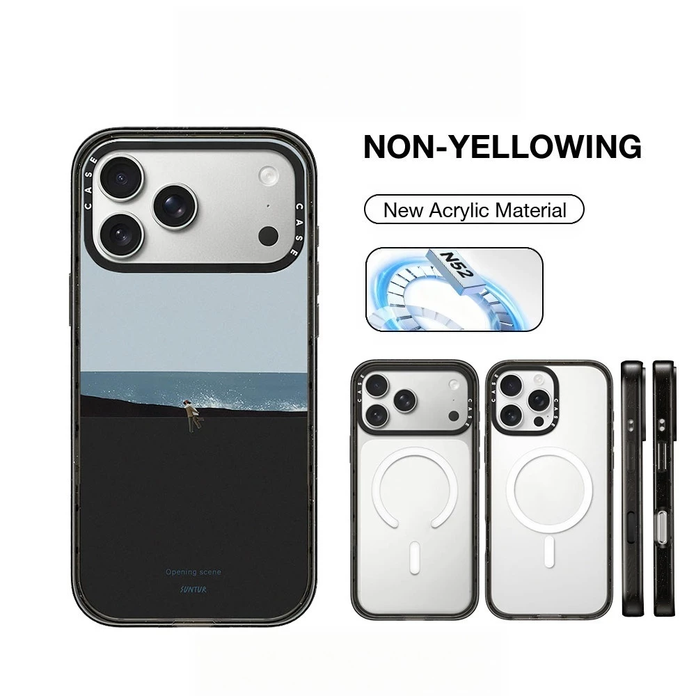 Simple Magnetic อะคริลิค Minimalist Art สไตล์ Suntur เคสโทรศัพท์สําหรับ IPhone 17 PRO MAX 17Air 16 15 14 13 12 PRO MAX กันกระแทกป้องกันปลอก