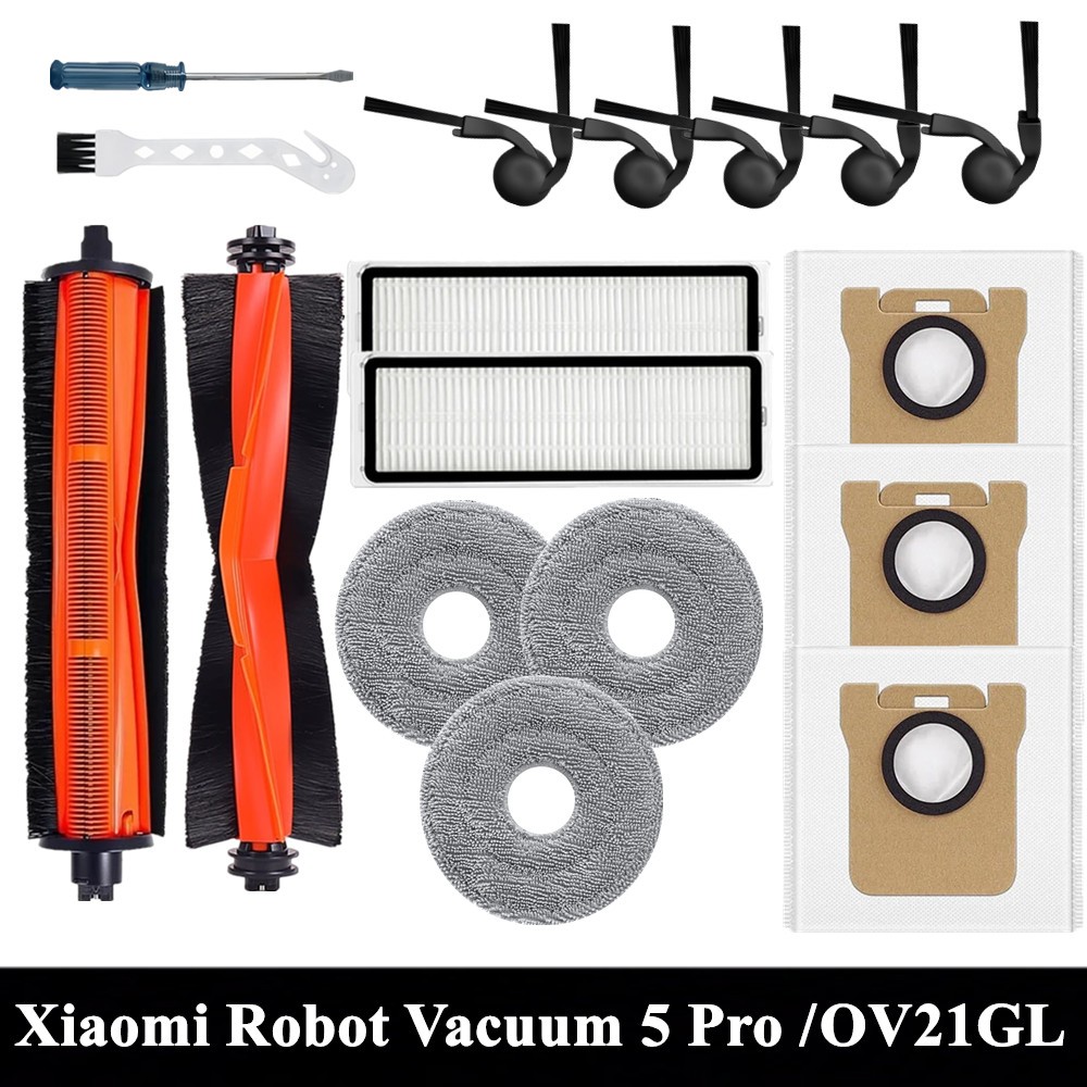 สําหรับ Xiaomi Robot Vacuum 5 Pro / OV21GL อุปกรณ์ทําความสะอาดแปรงหลักแปรงด้านข้าง Hepa Filter Mop ผ้าถุงเก็บฝุ่นอะไหล่