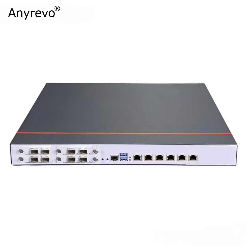 1U Rackmount Soft Router พร้อม Intel 6 X 2.5G LAN 8 x 10G SFP+ DDR5 สําหรับ pfSense / OPNsense Firew