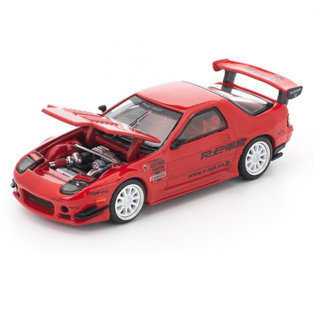 ป๊อปเรซ ราคา640343 1/64 MAZDA RX7 FC3S RE-AMEMIYA RED รถโมเดลขนาดDiecast