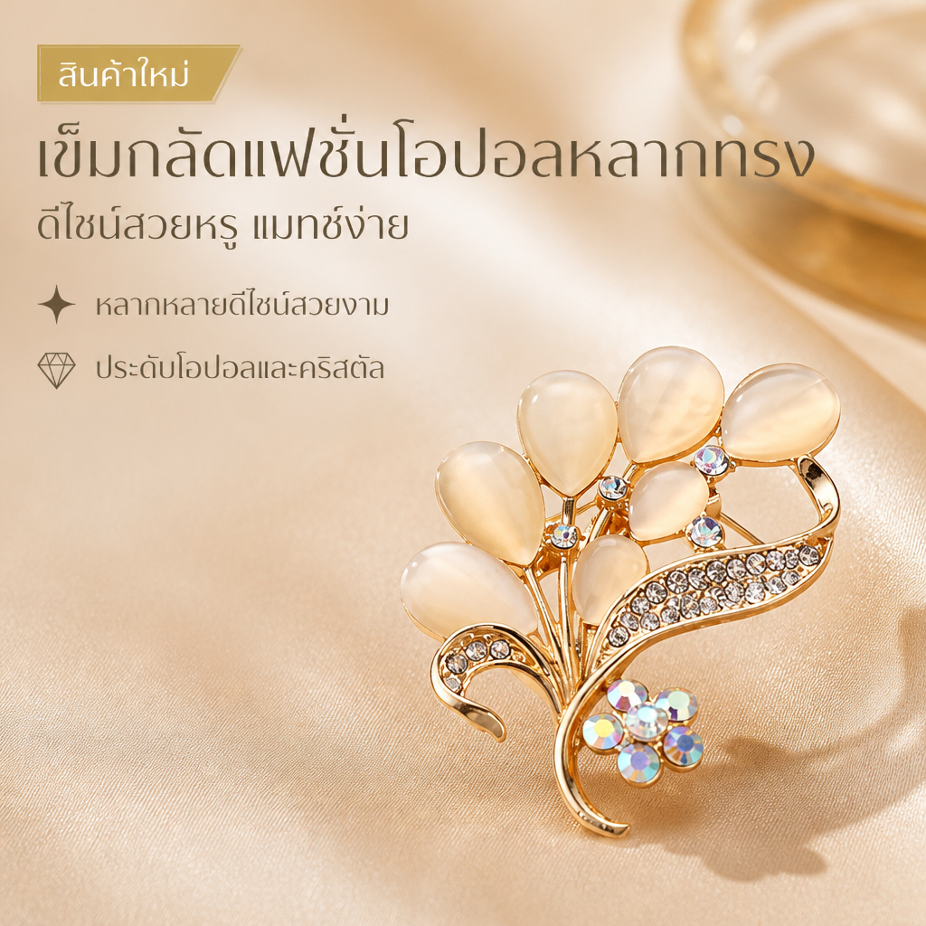 เข็มกลัดแฟชั่น โอปอล รูปทรงหลากหลาย สำหรับผู้หญิง เข็มกลัดแฟชั่นสำหรับผู้หญิง น่ารัก สวยหวาน แมทช์ง่าย