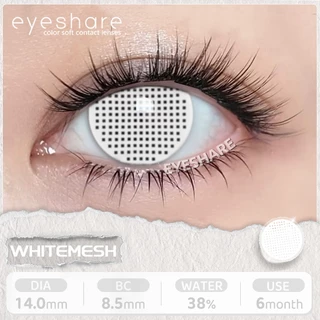 Eyeshare คอนแทคเลนส์ WHITEMESH สีขาว รายปี ลุคปาร์ตี้ฮาโลวีน 14.0มม. ค่าสายตา 0.00 2ชิ้น 1คู่