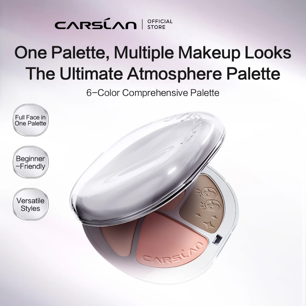 CARSLAN พาเลตอายแชโดว์ 6 สี 9g ไฮไลท์ คอนทัวร์ บลัชออน เม็ดสีชัด เนื้อเนียน พาเลต 6in1