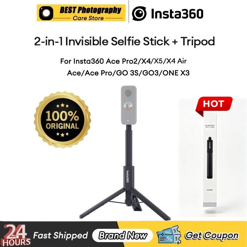 【🇹🇭 กรุงเทพฯ】Original Insta360 2-in-1 105cm Invisible Selfie Stick + Tripod for Insta360 Luna Ultra/X4 Air/GO Ultra/X5/Ace Pro/Ace Pro 2/X3/X4/GO 3/GO 3S