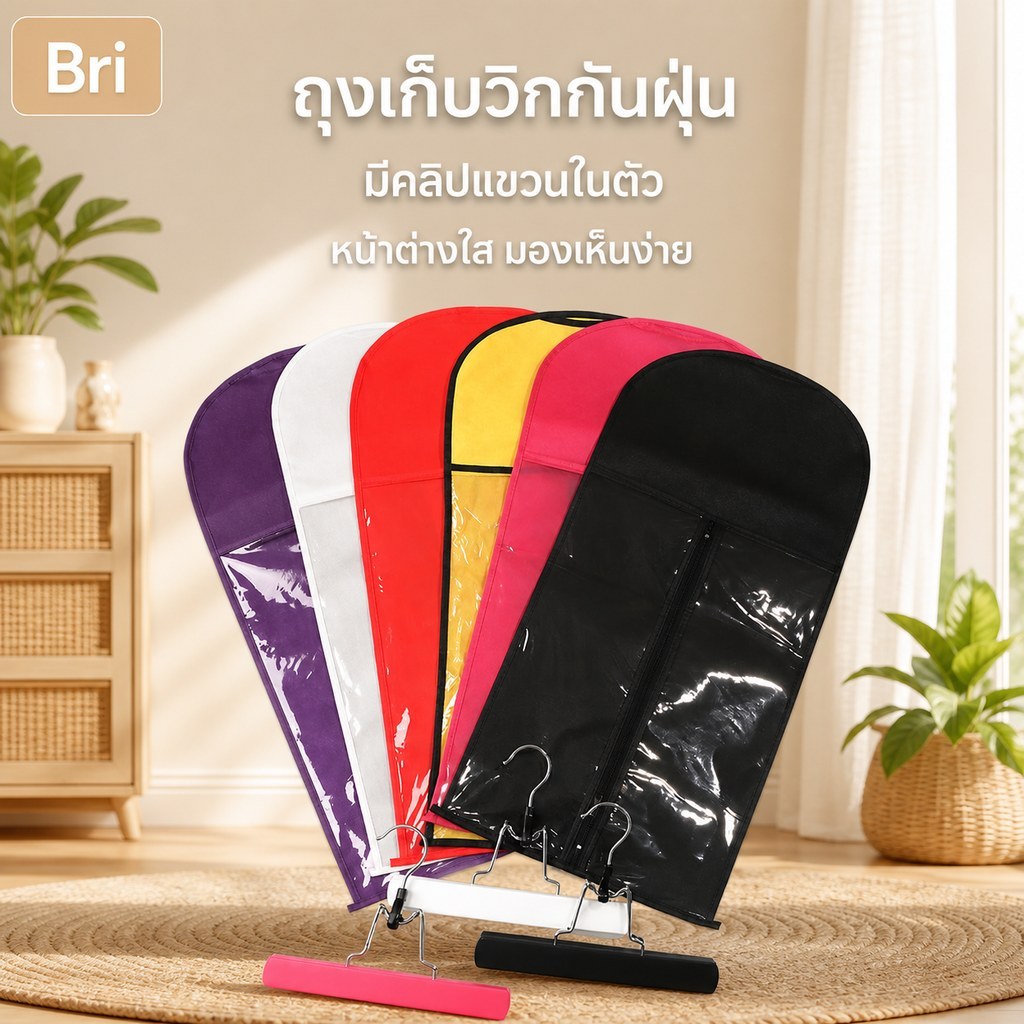 [ตร.ม] ที่เก็บวิกผมที่ใส่ผม แฮร์พีซ ไม่ทอวิกผมวิกไม้แขวนเสื้อคลิปถุงเก็บชุด [ไทย]