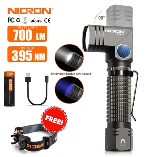 NICRON ไฟฉาย Led B74E B74T ไฟสีแดง B74UV UV Light Handfree Dual Fuel 90° Twist Rotary Clip 600-700 LM กันน้ํา IP65 แม่เหล็กแรงสูง Mini Lighting โคมไฟฉายพกพา Christmas gift