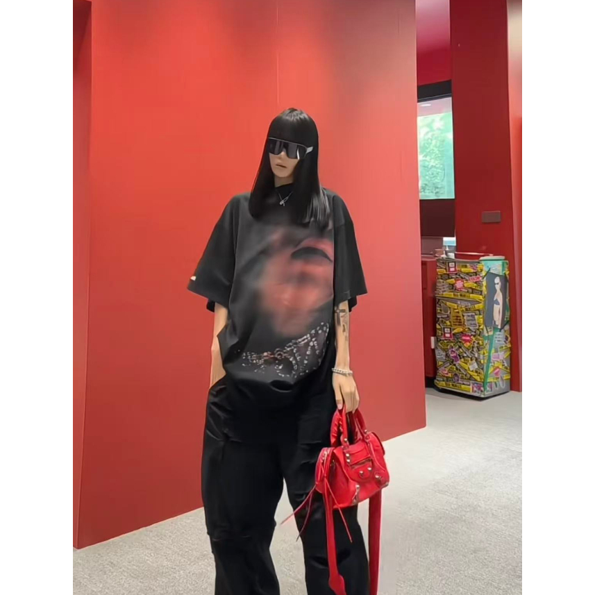 โดยตรงฉีดการพิมพ์ กลัว ขาดๆแขนสั้นล้างออกแบบย้อนยุครอบคอเสื้อยืดผู้ชายผู้หญิงสบายๆทุกการแข่งขันสไตล์