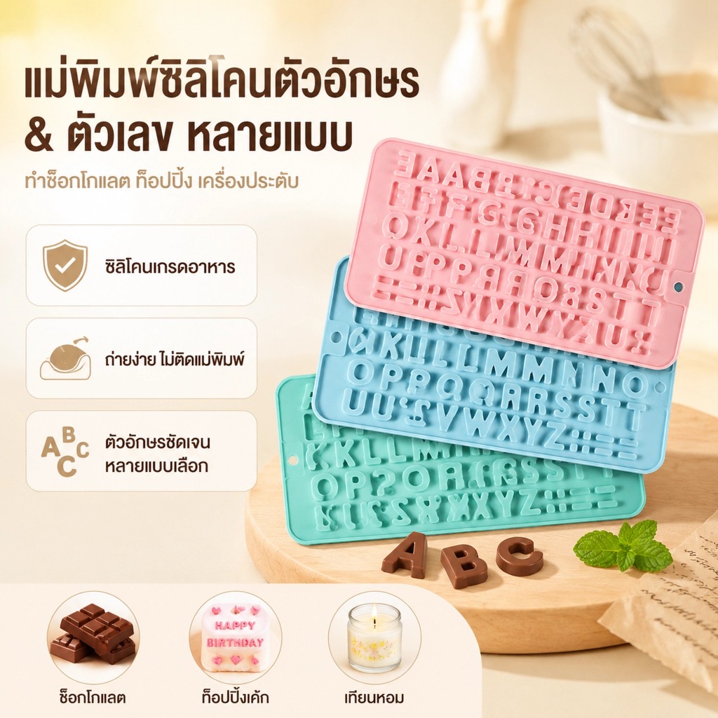 Pure-t shop 1 PC ตัวอักษรภาษาอังกฤษช็อกโกแลตซิลิโคนแม่พิมพ์ตัวอักษรคุกกี้ Candy แม่พิมพ์เค้กเบเกอรี่เครื่องมือเค้กตกแต่งอุปกรณ์ครัว