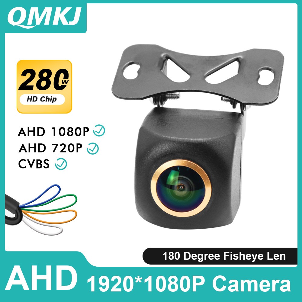 180 องศา Fisheye AHD 1080P รถย้อนกลับกล้องสํารองกันน้ํา Night Vision กล้องมองหลังสนับสนุน CVBS/AHD72