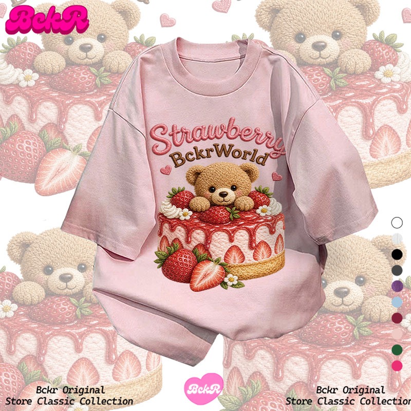 【จัดส่งตลอด 24 ชั่วโมง】🔥BCKR ลายพิมพ์หมี🐻 ชุดหน้าร้อน เสื้อ oversizeคอกลมผู้หญิงเสื้อยืดcottonYG1626