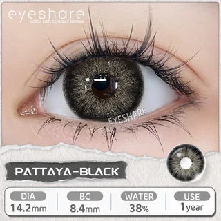 Eyeshare มีค่าสายตา 0.00‑‑6.00 PATTAYA คอนแทคเลนส์สีดํา 14.2มม. ค่า 1คู่