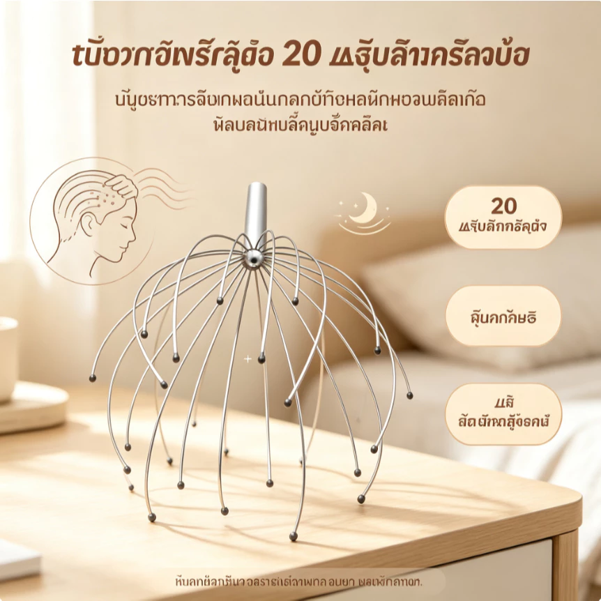 🔥 ฟินสุดๆ! ที่นวดศีรษะ 20 ปุ่มสัมผัส เครื่องนวดหนังศีรษะพร้อมที่ขูดนวด 20 กรงเล็บเพื่อการผ่อนคลายอย่างล้ําลึก [ใหม่]