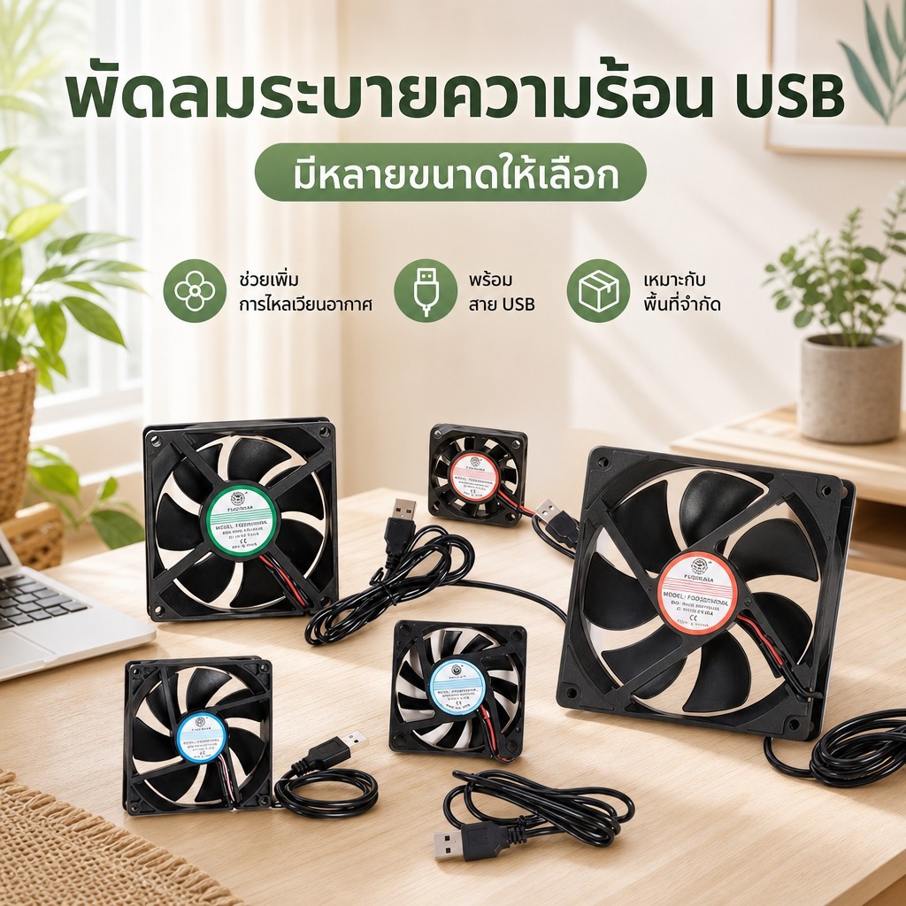 [BBNZ] DC 5V USB แบริ่งแขนไร้แปรงถ่าน Fenputer PC Silent Cooler พัดลมระบายความร้อน Lot TH