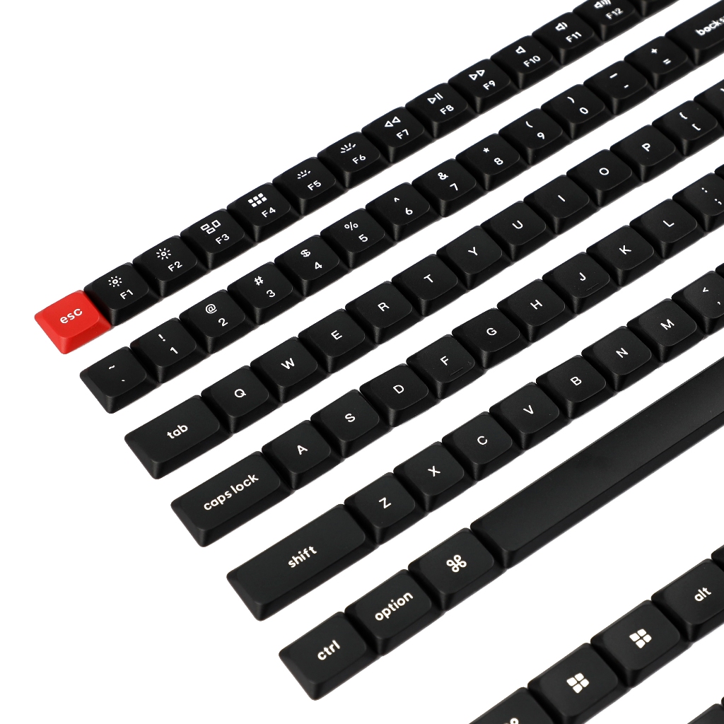 YMDK 117 คีย์ PBT สีดําโปรไฟล์ต่ํา Keycaps พิมพ์ด้านบนหมวกคีย์ใช้งานร่วมกับ Keychron K1 K3 Low Profi