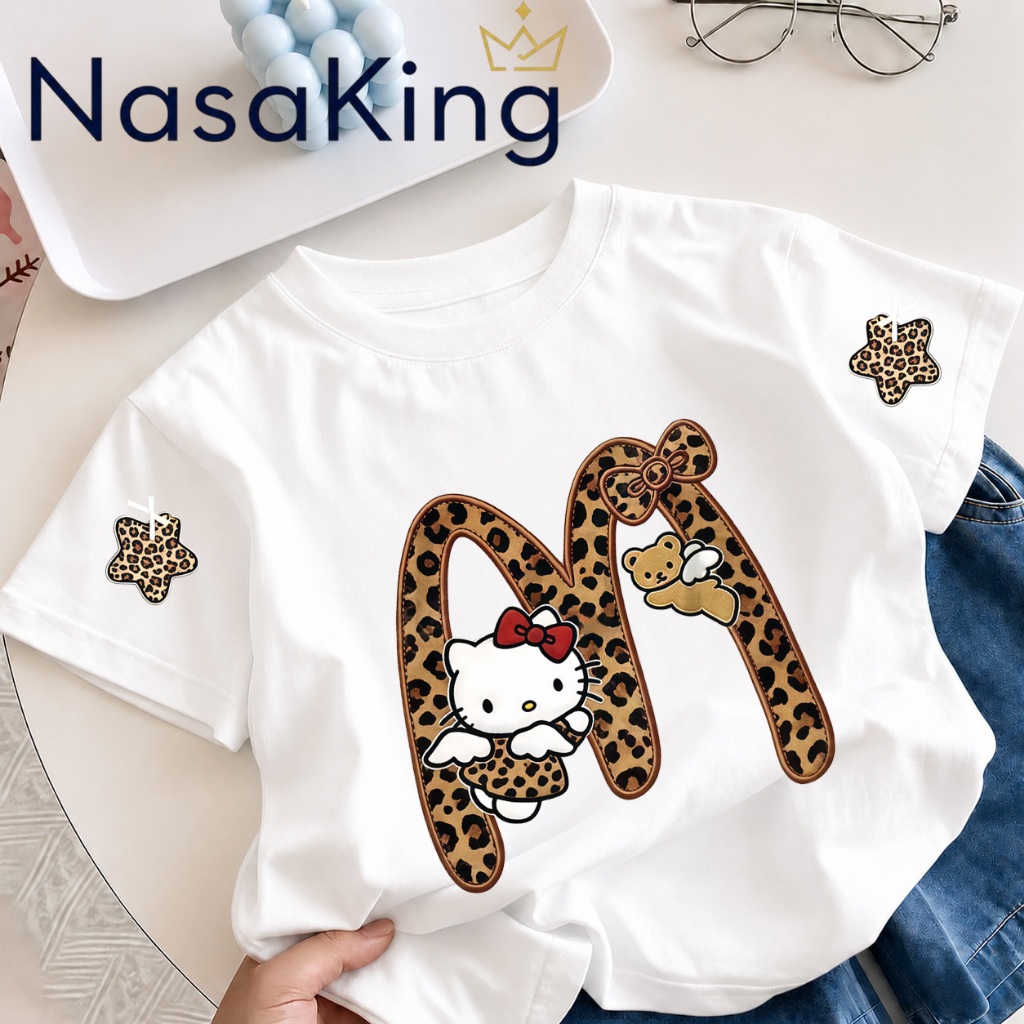 【พร้อมส่ง 24 ชม. 】เสื้อยืดเด็กแขนสั้น Kitty ลายการ์ตูนน่ารัก ผ้านุ่ม ใส่สบาย เสื้อเด็กผู้หญิงแฟชั่น