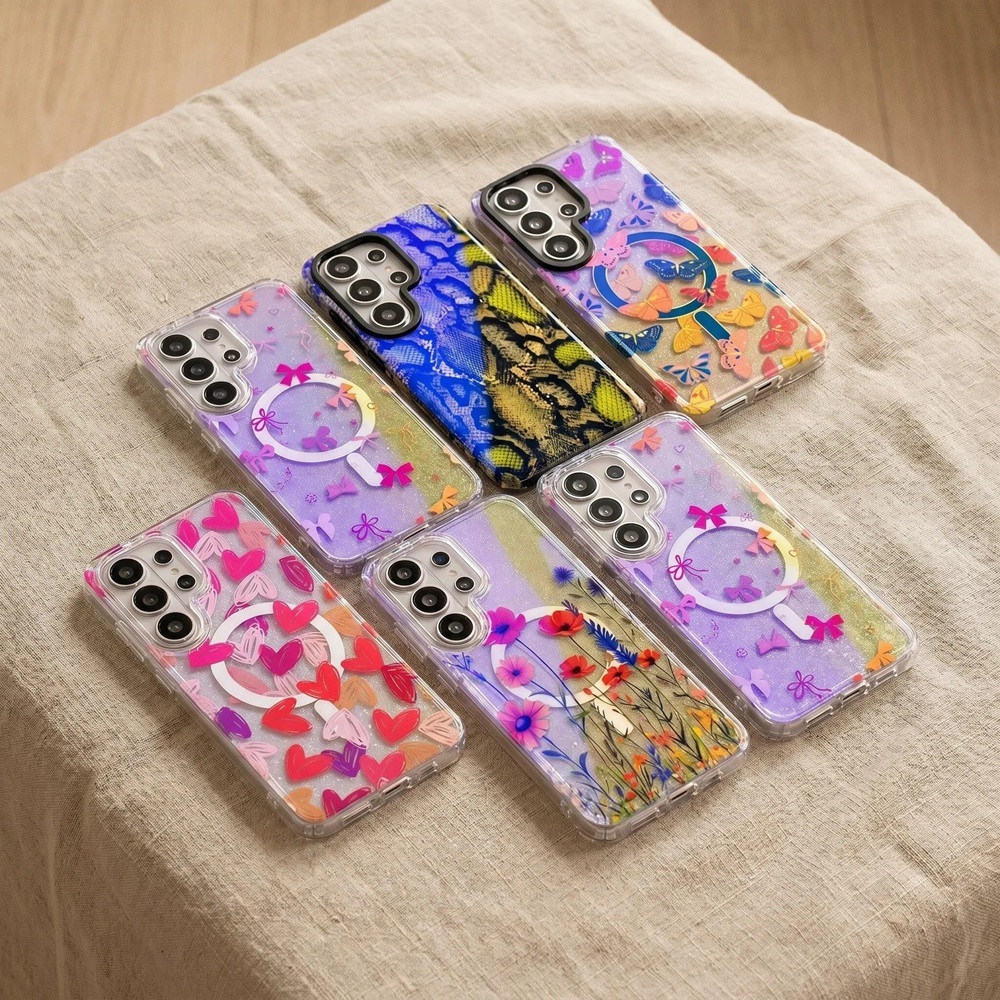 Phantom Blue Jungle Series รูปแบบเคสโทรศัพท์สําหรับ Samsung Galaxy S26 S25 S24 Ultra S26 FE S25 Plus ฝาครอบแม่เหล็กใส