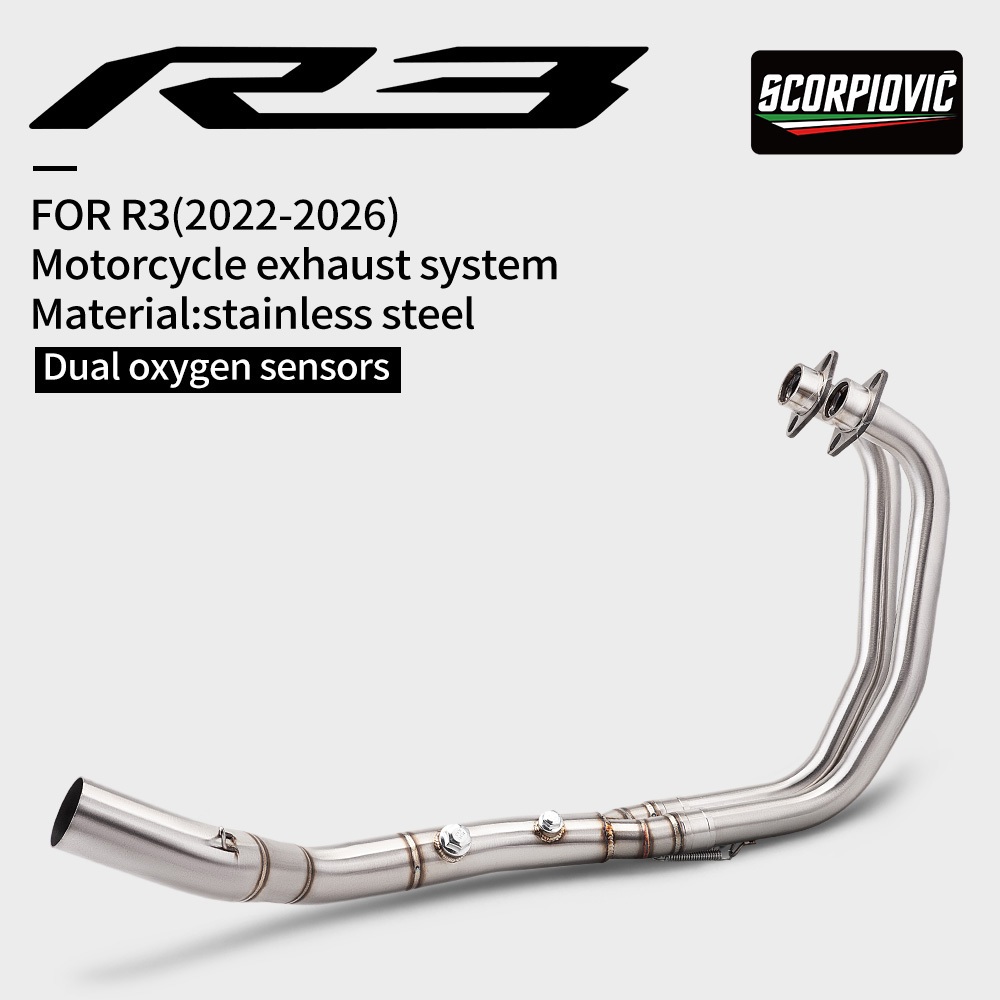 R3 R25 MT03 ท่อไอเสียท่อไอเสียรถจักรยานยนต์ท่อด้านหน้าชุดสําหรับ Yamaha YZF R3 R25 MT 03 2021-2026