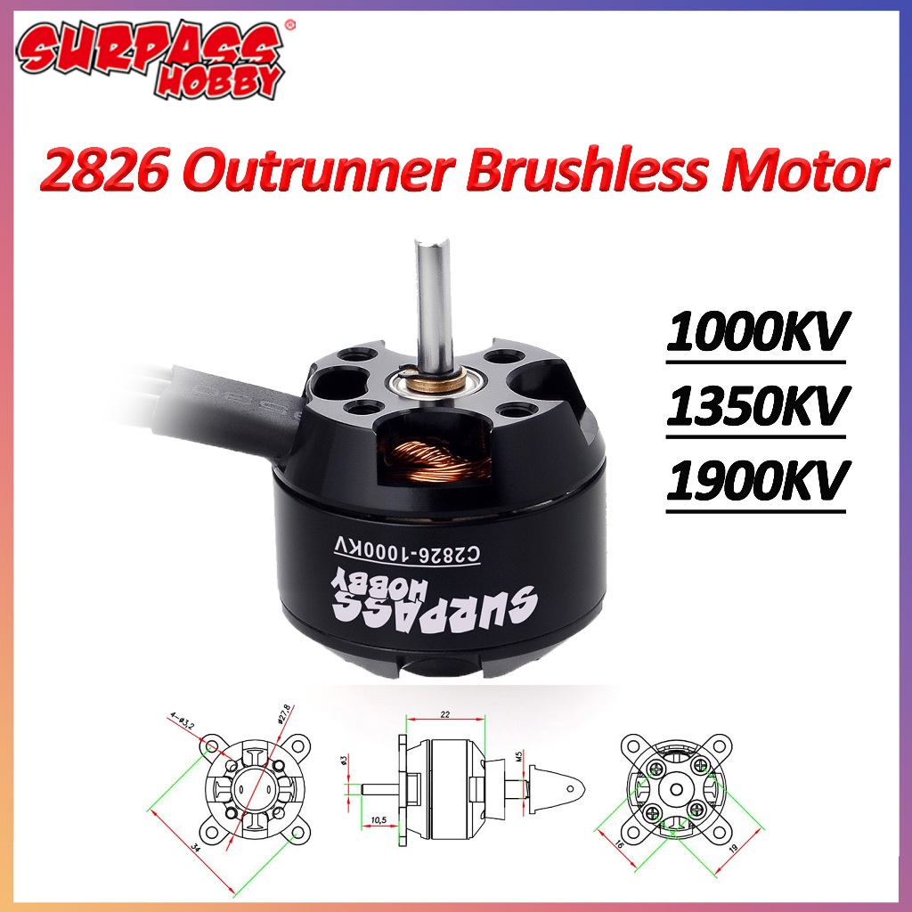 SURPASS HOBBY C2826 2826 1000KV 1350KV 1900KV มอเตอร์ไร้แปรงสําหรับ RC เครื่องบินปีกคงที่เครื่องร่อน