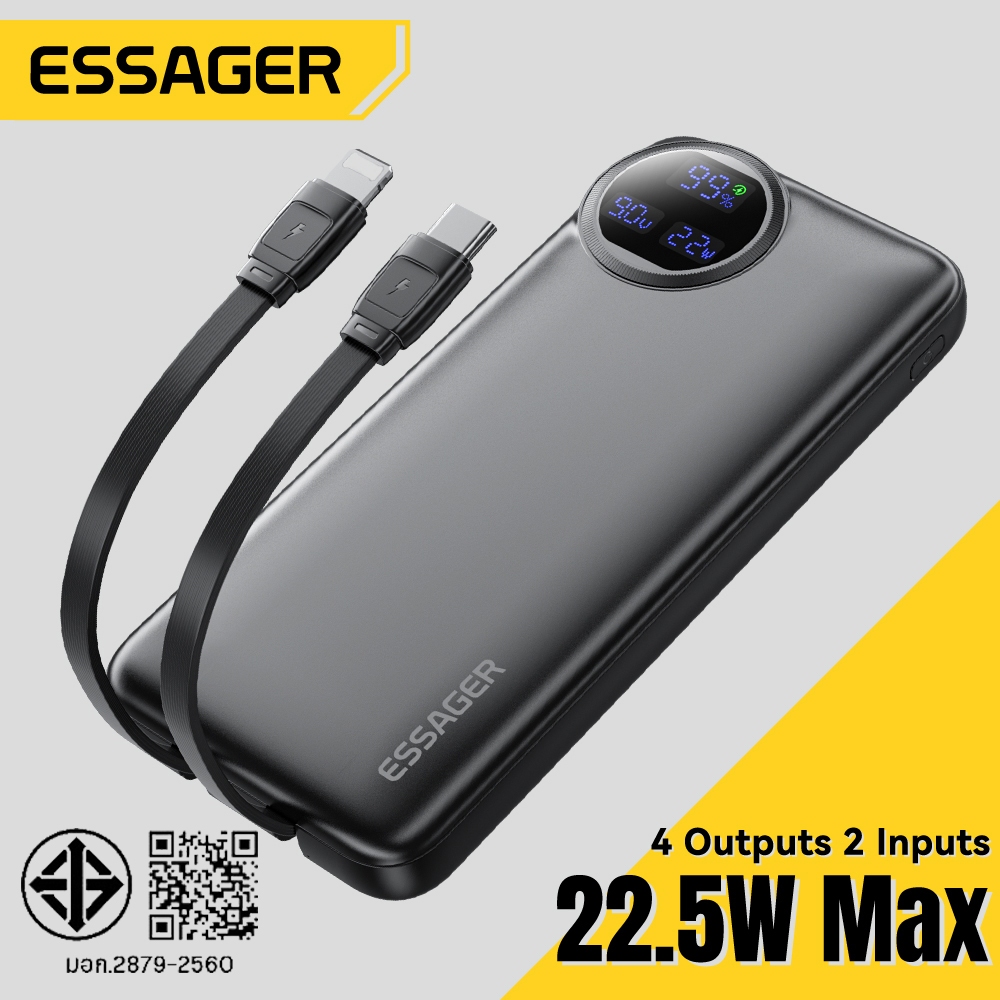 Essager 22.5W Power Bank 20000Mah Adapter สําหรับโทรศัพท ์ IP 8-16 Samsung Fast Charger