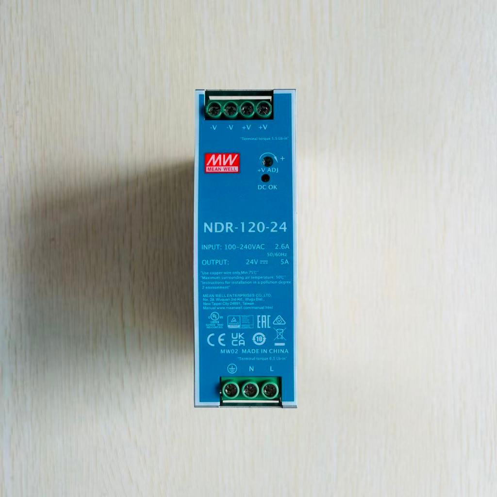 MEAN WELL NDR-120 Rail-Type Power Supply 120W Switching Power Supply 12V 24V 48V อุตสาหกรรม Thin รุ่