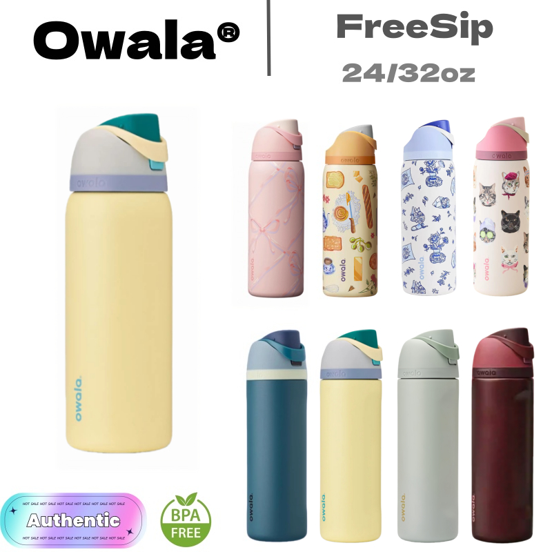 Owala FreeSip แก้วน้ำไร้สาร BPA ดื่มได้2แบบ (ดูด/จิบ) ✨ เก็บเย็น24ชม. ฝาปิดกันรั่ว หูหิ้วพกพา ถูกหลักอนามัย สแตนเลส304 24-32oz