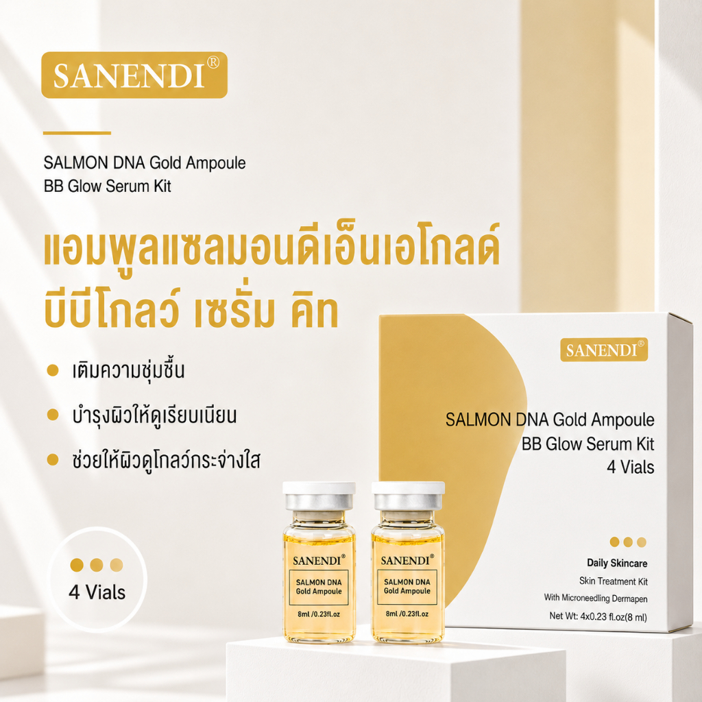 SANENDI BB Glow Facial Ampoule Essence Moisturizing Soft Shiny Daily Skin Care 4 ชิ้นแพ็คห้าประเภทที่มีอยู่