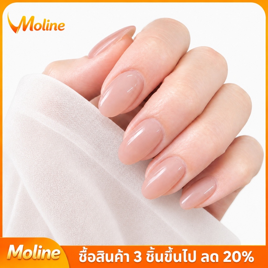 สาวสั้นรูปไข่สวมใส่เล็บบริสุทธิ์ปรารถนาสไตล์สีนู้ดปิดผนึกชั้นสไตล์เล็บแพทช์